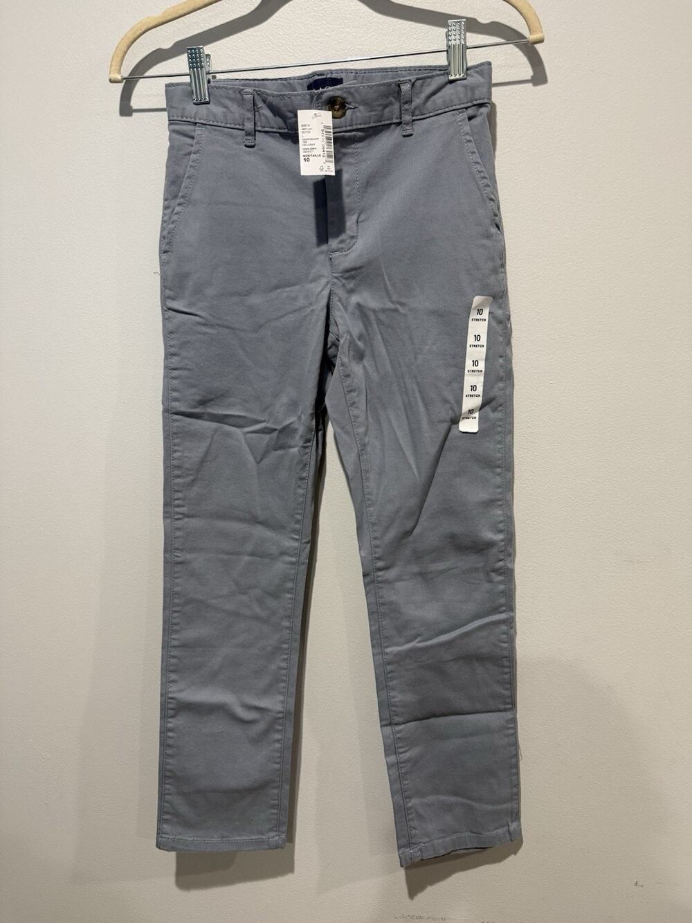 NWT Children's Place Boys Size 10 Fin Gray Chino Dress Pants Adjustable Waist